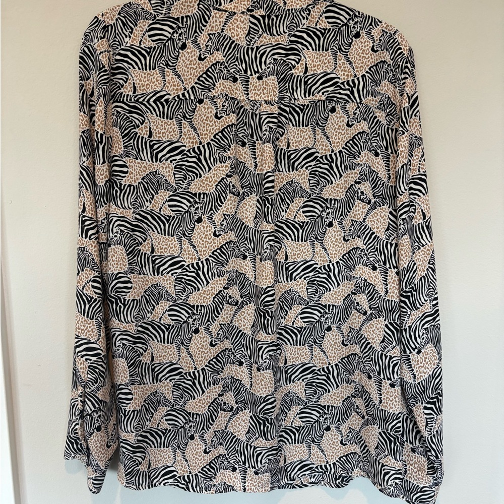 J. Crew Zebra Print Blouse in Black and Tan - Picture 2 of 4